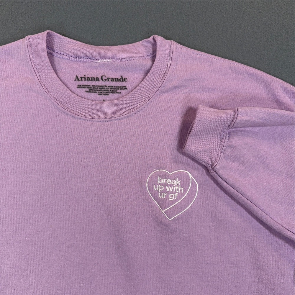 Ariana Grande Break Up With Your GF Purple Heart Embroidered Sweatshirt Large